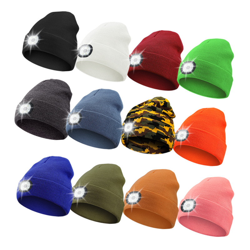 Multifunctional Glowing Bluetooth Music Headphone Lamp Hat Night Running Cycling LED Lighting Knitted Hat