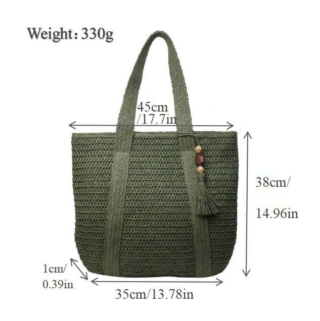 New Fringe Straw Bag Casual Woven Women's Bag Large Capacity Single Shoulder Tote Bag Women's Vacation Beach Bag Straw Bag