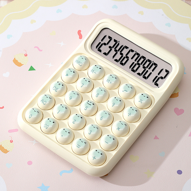 Soft bunny theme calculator 12-digit small cute smiley face computer student financial special computer