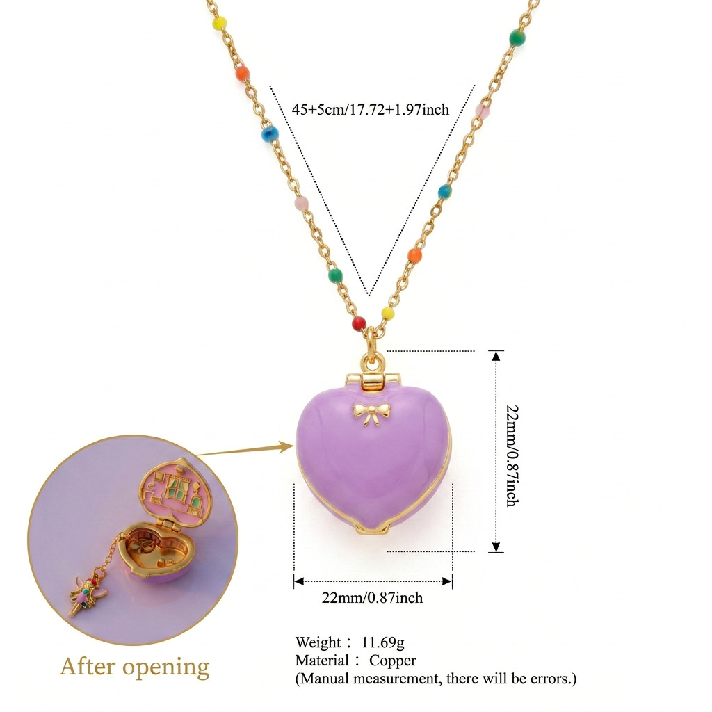 Pink-gold openable photo frame necklace for women, five-pointed star and heart, cute and popular gift necklace