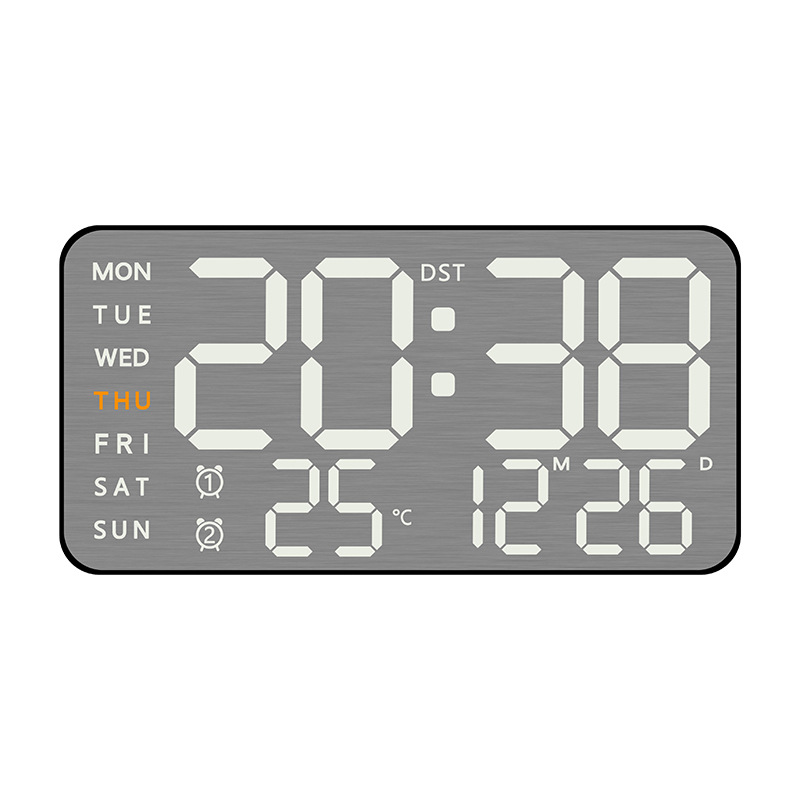 Metal Brushed Feel Wall Clock New Multifunctional Electronic Clock LED Electronic Alarm Clock Simple Alarm Clock