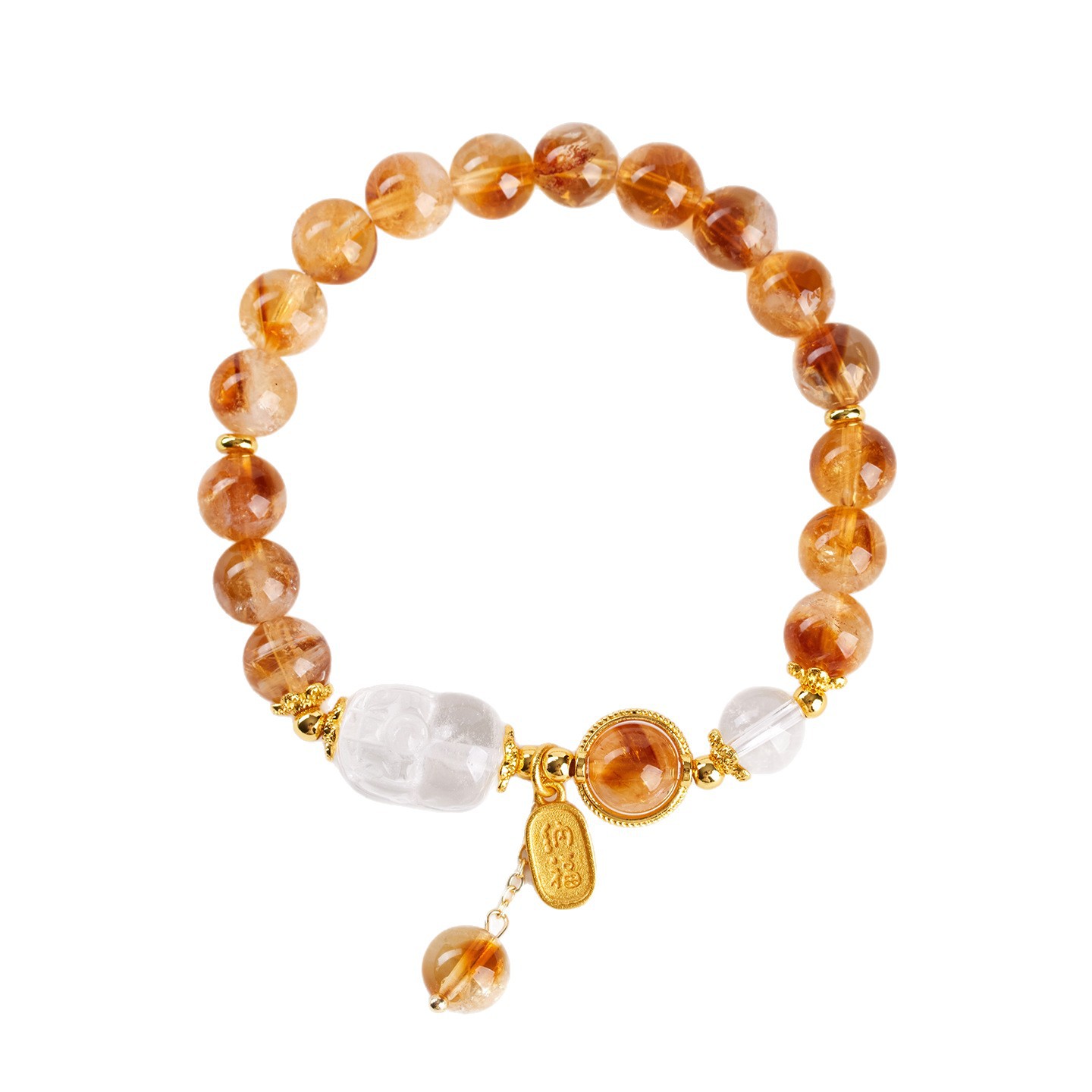 Natural Yellow Tower Crystal White Crystal Pixiu Bracelet New Chinese Style Original Women's Colorful Bracelet