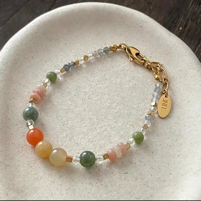 「Spring Sequence」Natural stone bead necklace for women, new spring season small fresh sweet collarbone chain