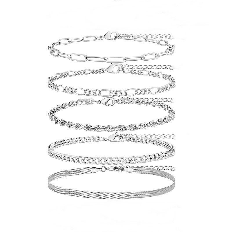 Bohemian Cuban Chain Set Anklet Simple Ankle Chain Seed Bead Adjustable Anklet