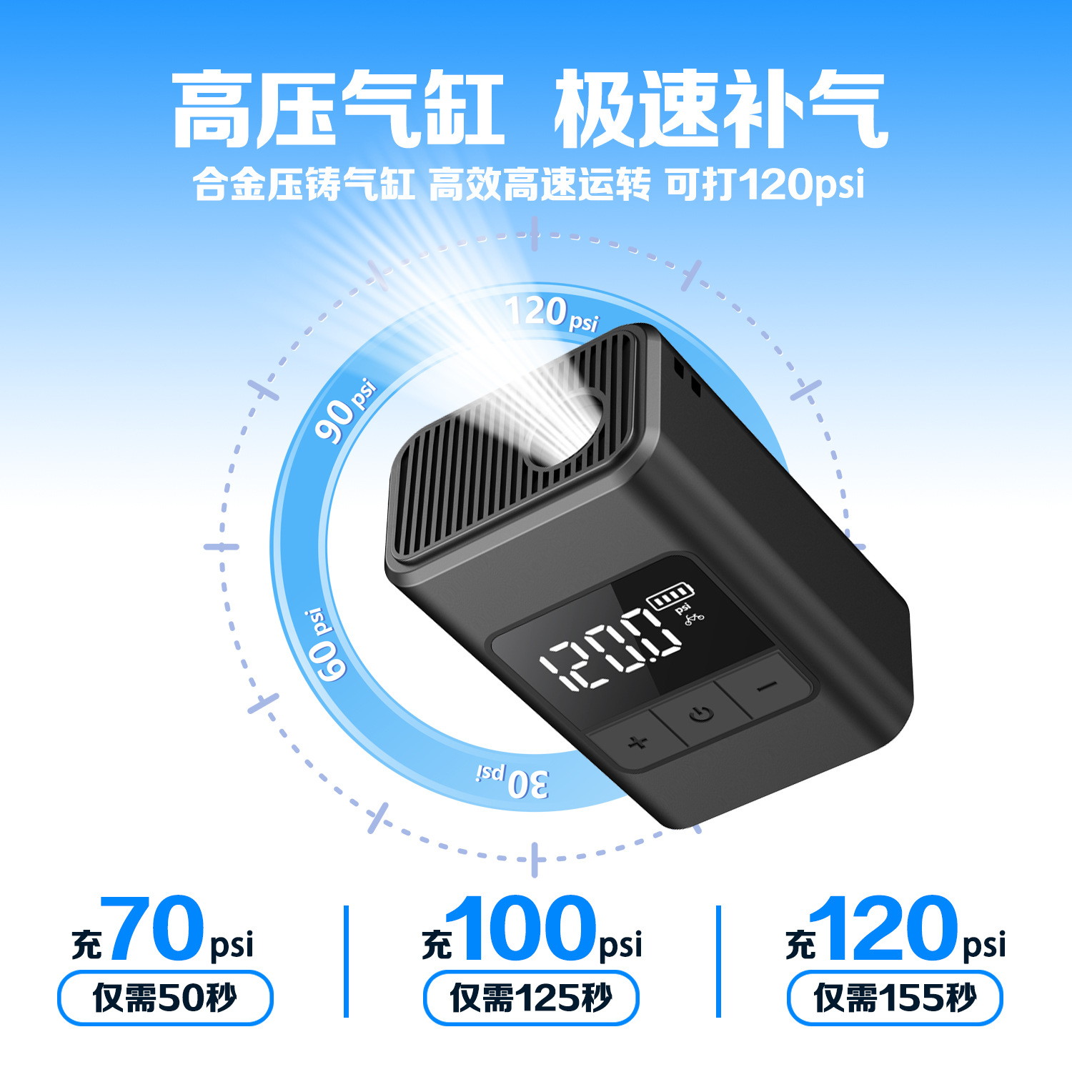 Mini Golf Cart Road Mountain Bike Air Pump Portable Smart Wireless Electric Vehicle Inflator