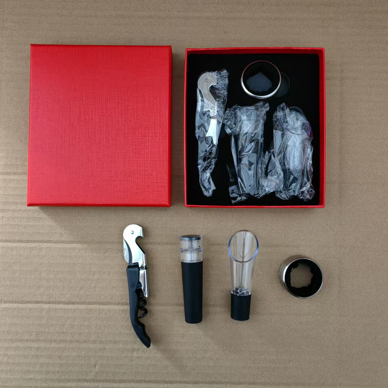 Red Wine Tool Wine Gift Box Set Four-Piece Set Paper Box Set Red Wine Gift Box