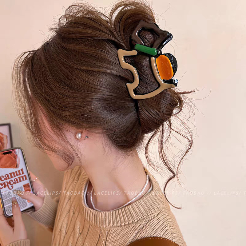 Unique beautiful claw clip for women large size for thick hair delicate back of head bun shark clip hair accessory
