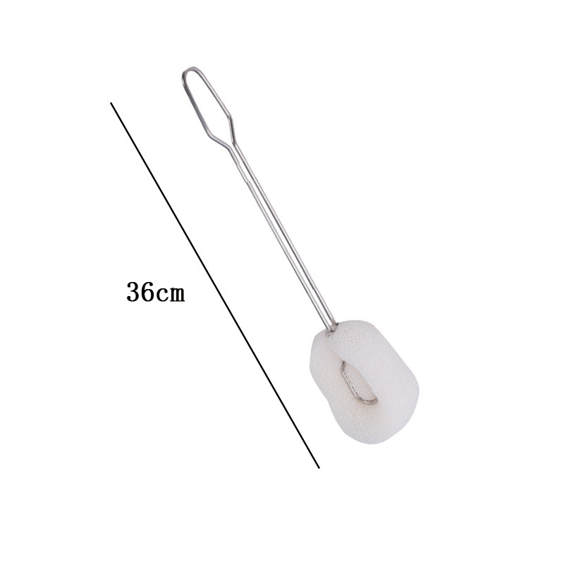 Long Handle Cup Cleaning Brush, Stainless Steel Handle Sponge Cup Brush, Dishware Stain Removal Cup Brush, Replaceable Brush Head