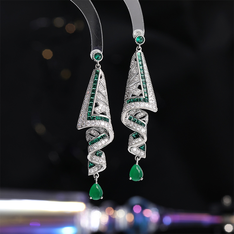 Heavy Craft Earrings Geometric Niche Ethnic Style Earrings s925 Silver Needle Earrings for Women