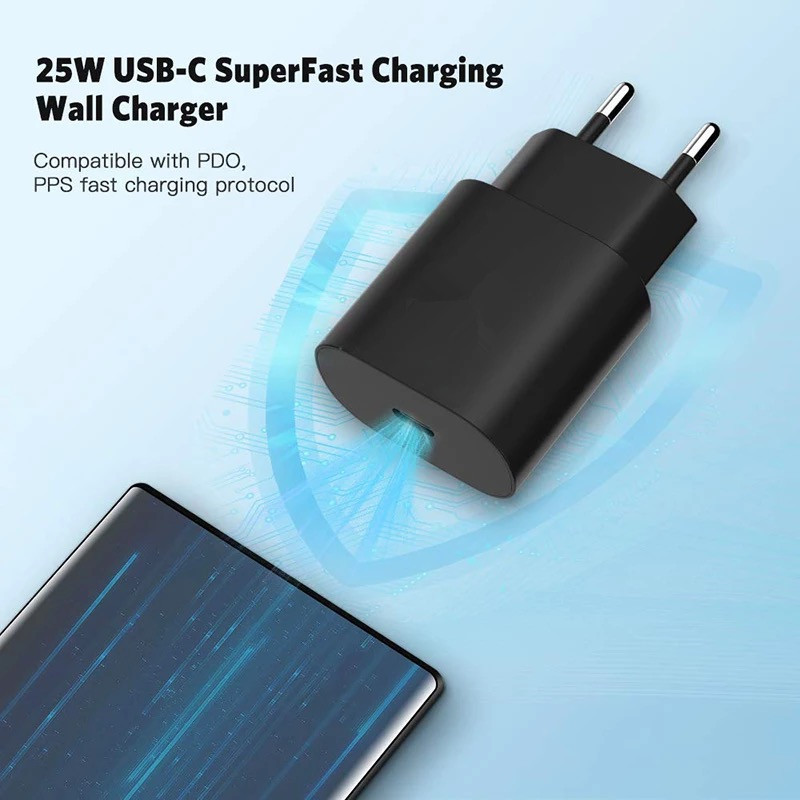 Set 25W PD Fast Charger EU US Type-C Charging Head