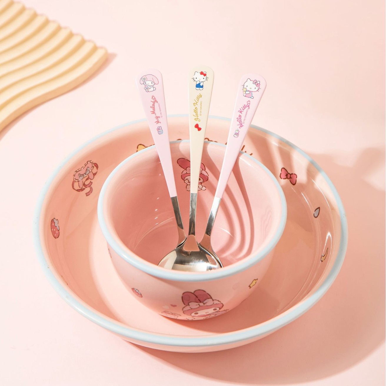 Sanrio Official Stainless Steel Spoon Fruit Dessert Spoon Kids Spoon Cute Eating Long Handle Spoon