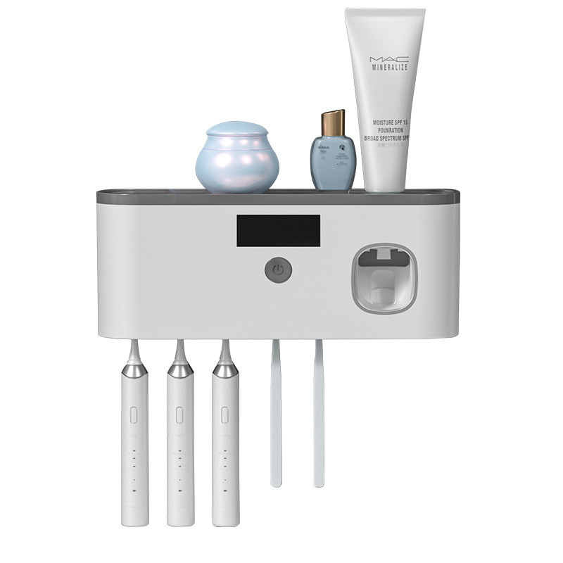 No-drill toothbrush holder bathroom UV sterilization toothbrush sterilizer electric toothbrush storage rack