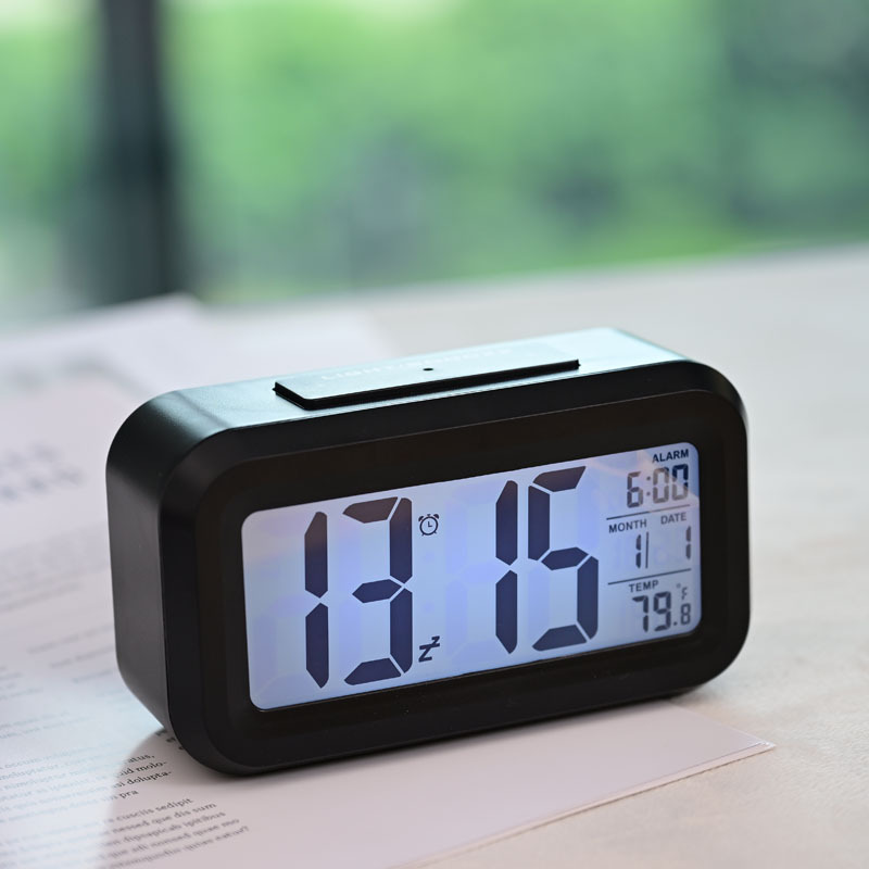 Student Alarm Clock Large Screen LCD Desktop Night Light Digital Display Smart Light Sensing Electronic Clock Gift Smart Clock