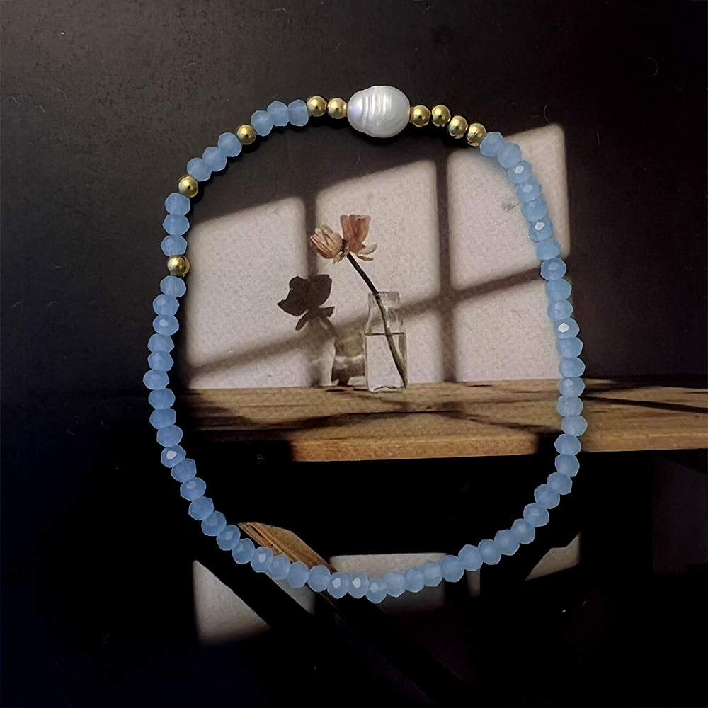 Simple 3mm Freshwater Pearl Bracelet: Sweet Best Friend Stretch Glass Layered Bracelet