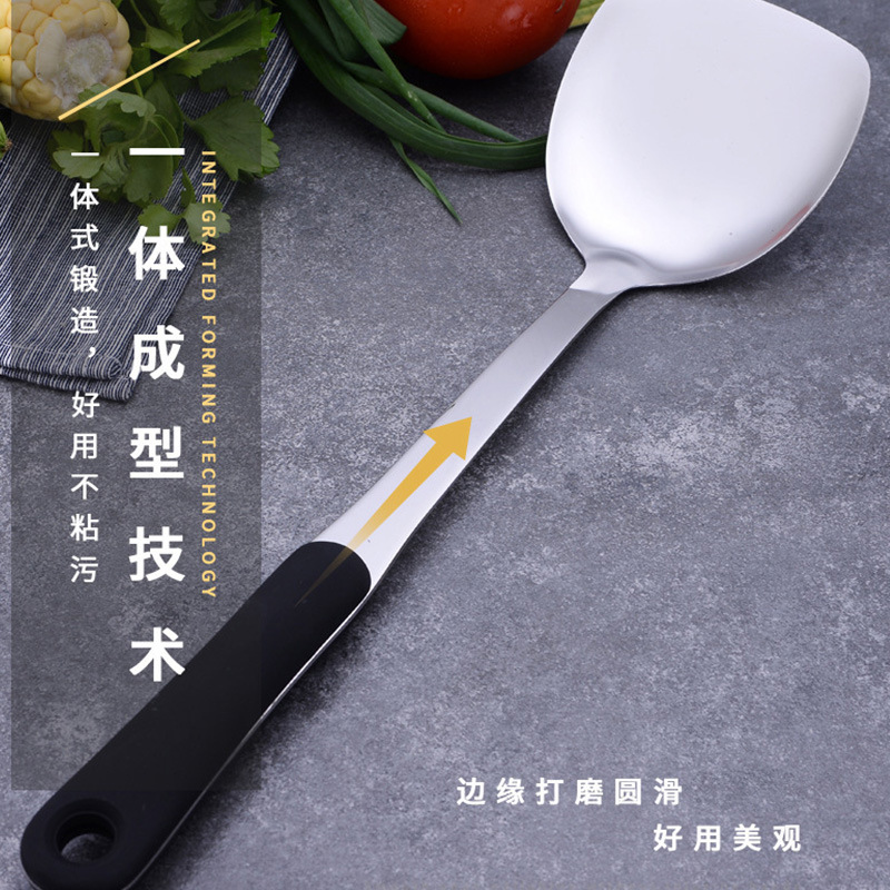 Stainless steel kitchen utensil set 4-piece soup spoon, spatula, slotted spoon, frying spatula, customizable with logo, anti-scald