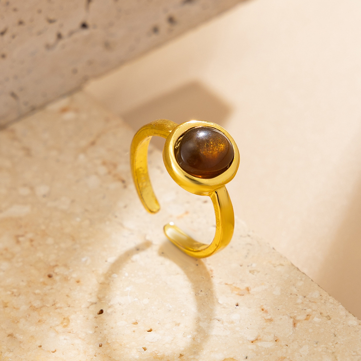 Jewelry colored gem open toe ring round arc toe ornament