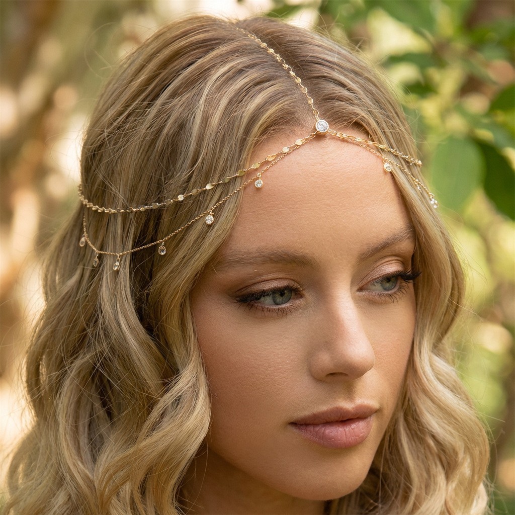 Exotic Rhinestone Chain Headband Headpiece Bride Hairband Accessories