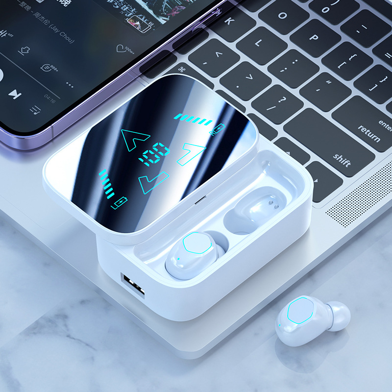 New Wireless Bluetooth Earphone Ultra Long Battery Life In-Ear Digital Display Screen Long Wear Comfortable Huaqiangbei Earphone