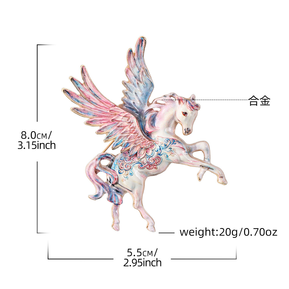 Mythical Pegasus Brooch Horse Year Corsage Imitation Enamel Animal Sky Horse Men's Pin
