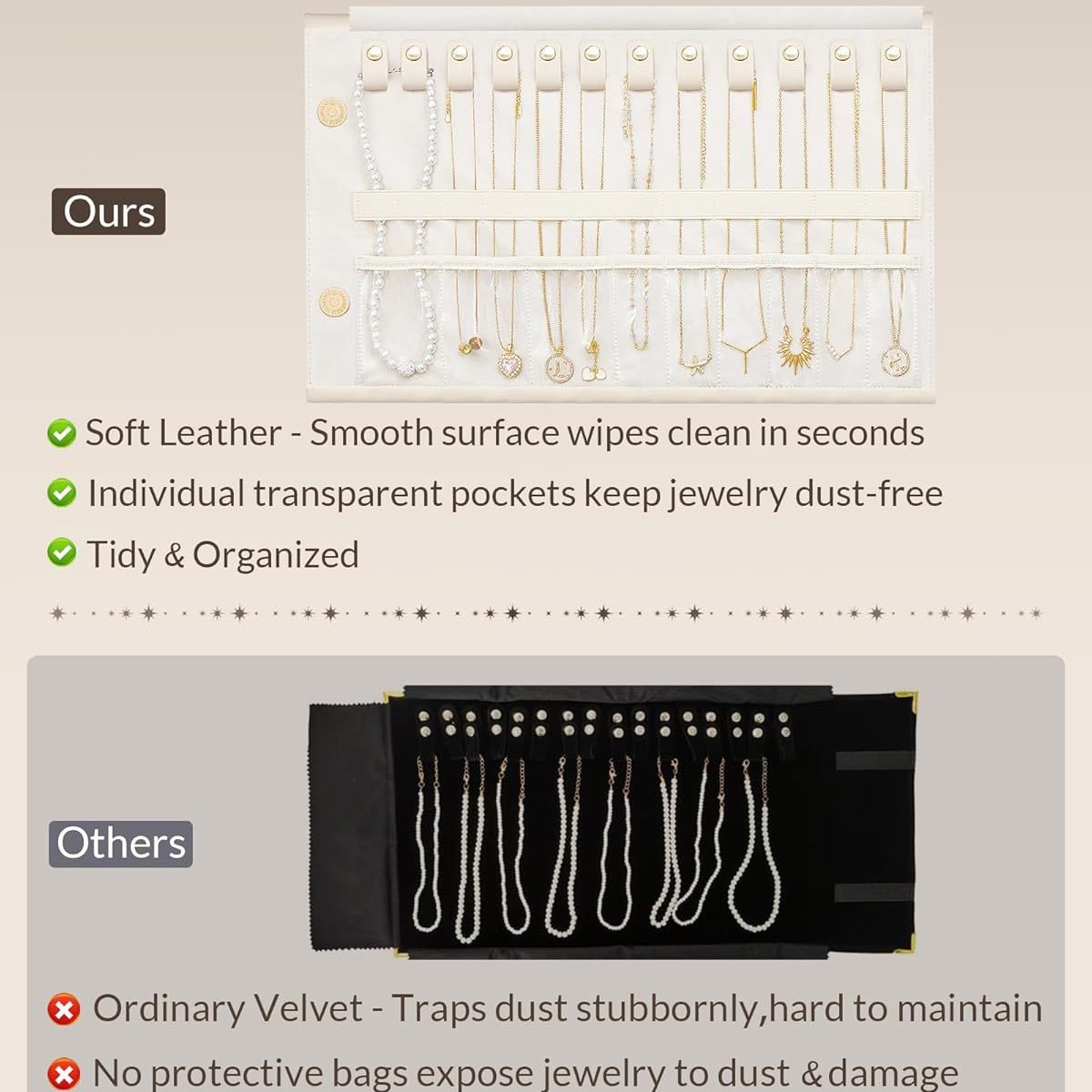 Roll-up Jewelry Storage Bag Anti-oxidation Necklace Storage Roll Cloth Folding Earring Ring Storage Bag Portable