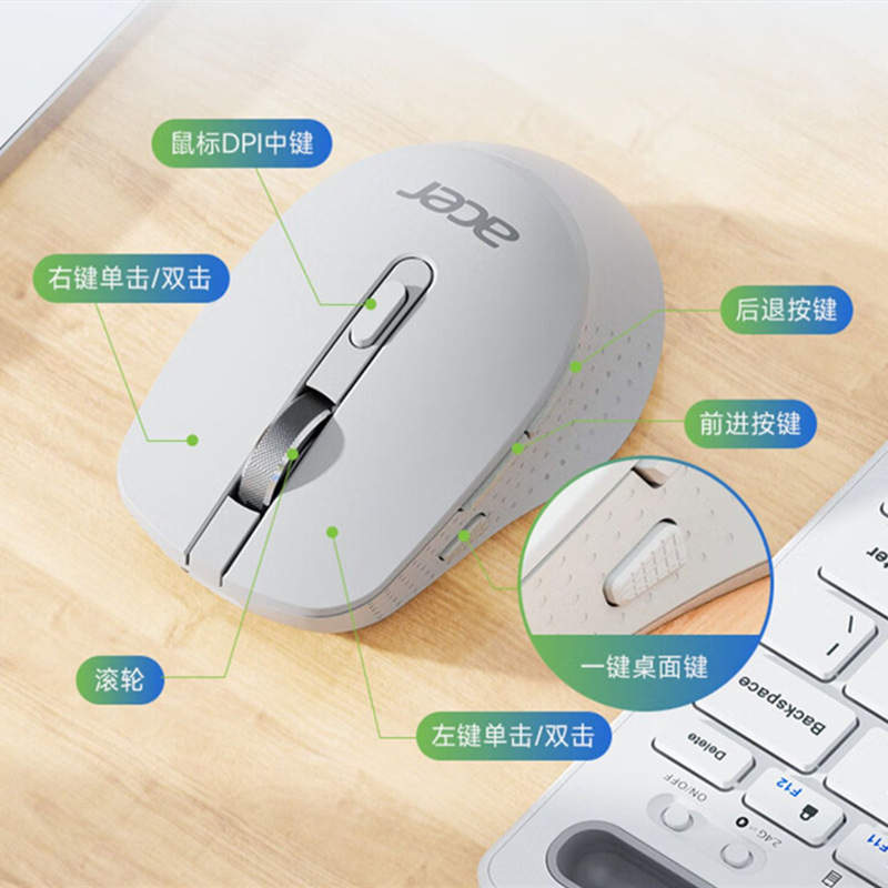 Acer M155 Bluetooth 2.4G Wireless Dual Mode Rechargeable Mouse Office Business Computer Phone All-in-One