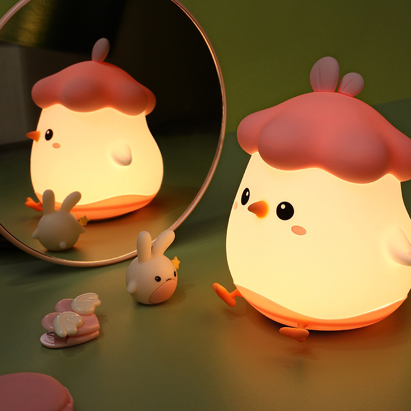 New dish little chick night light soft silicone decompression pat induction baby home smart night light