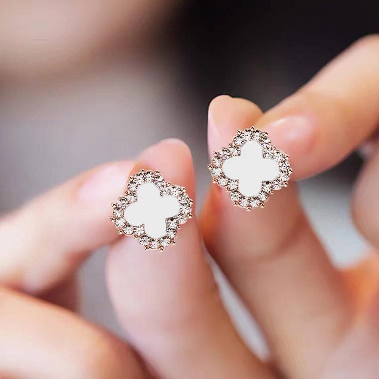 Four Leaf Clover Ear Studs for Women Silver Needle Earrings 2023 New Popular Earrings