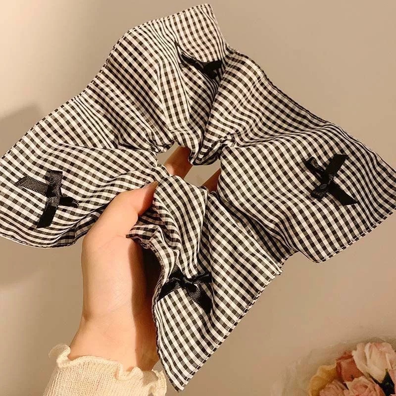9#黑白格纹蝴蝶结约25cm