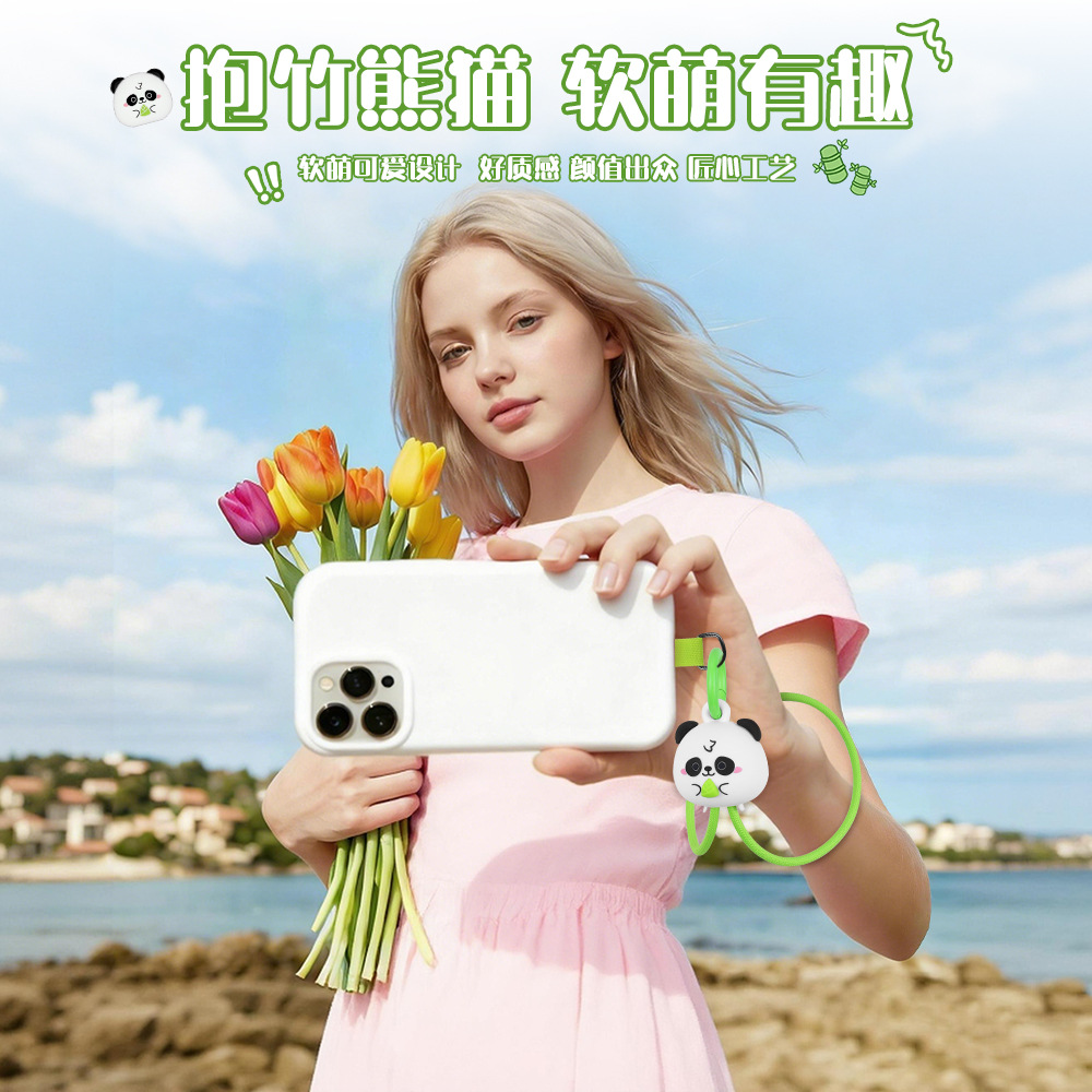 Panda Bracelet Data Cable 60W Fast Charge Cartoon Cute Phone Lanyard Portable Charging Cable Dual Type-C Interface