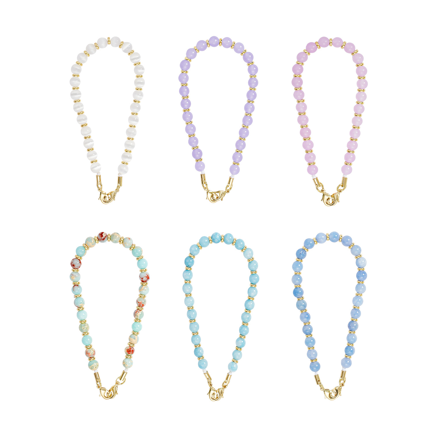 Natural Semi-precious Stone Beaded Phone Lanyard Cat's Eye Anti-loss Pendant Phone Chain for Men and Women