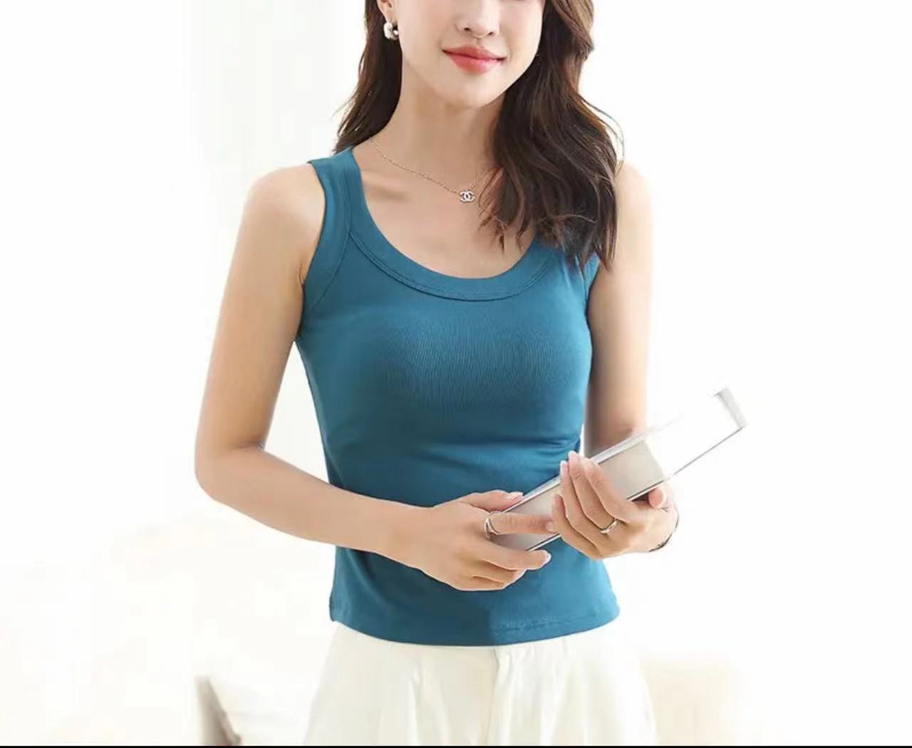 Ribbed Anti-exposure Sleeveless Thin Inner Layering Camisole Tank Top Women Summer Spring Outerwear Innerwear