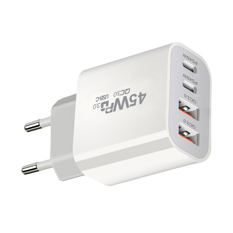 45W GaN PD Charger Dual PD+USB Mini 4-Port Charger 45W Australia Standard PD Fast Charger