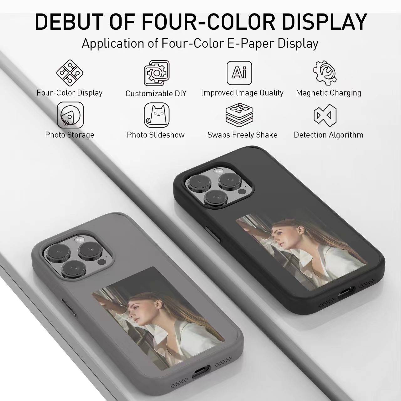E-Ink Phone Case NFC Screen Projection DIY Creation for iPhone 13 to 17 Pro Max Series