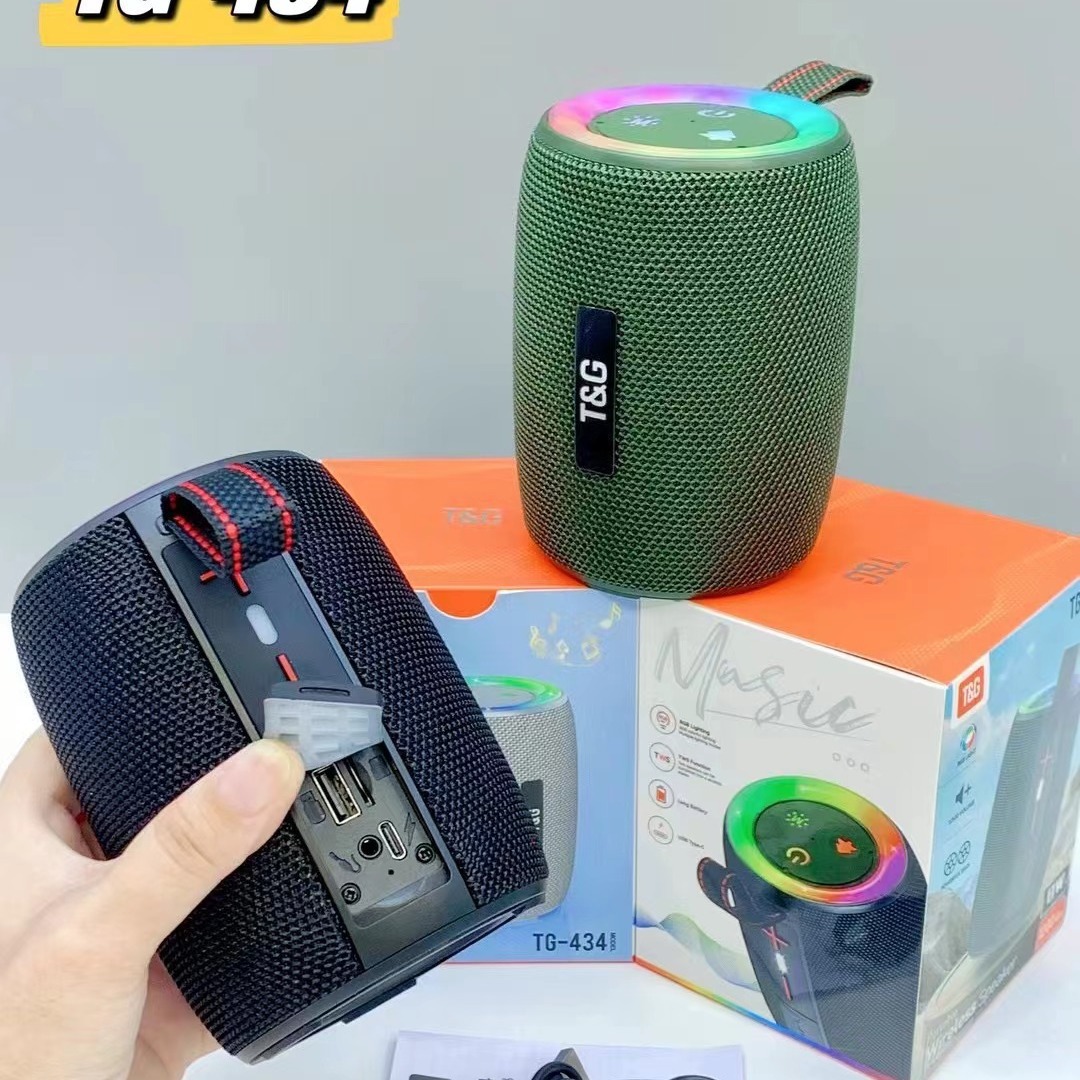 New TG434 Bluetooth speaker subwoofer outdoor wireless card EQ sound effect LED light effect Bluetooth audio