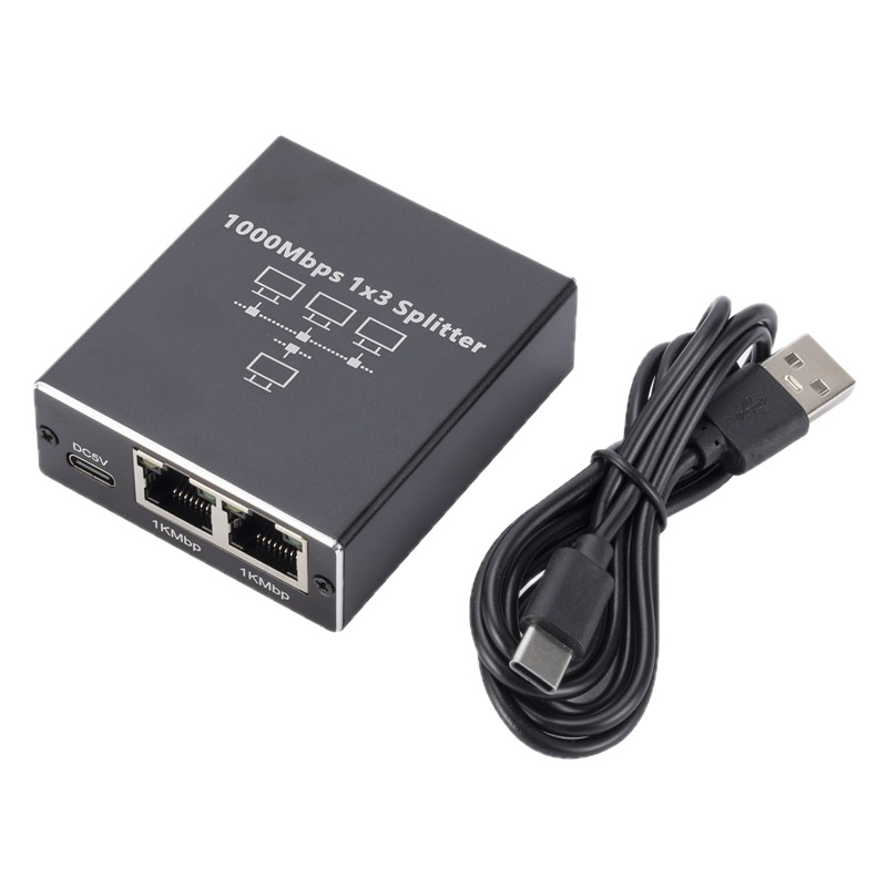 Gigabit Network Splitter 1-to-2 Network Switch Gigabit 1-in-2-out Converter Adapter RJ45