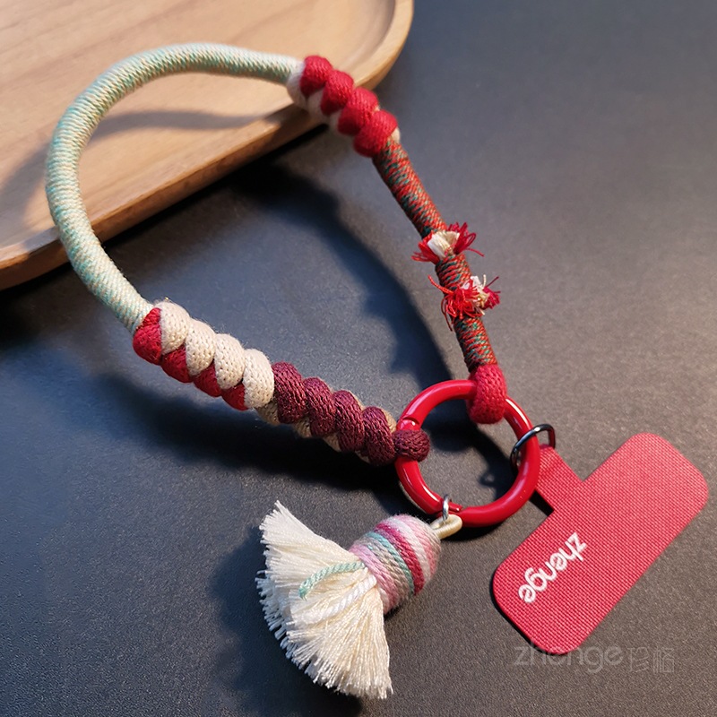 Phone strap women's wrist style tassel pendant braided rope short niche outdoor mountaineering travel
