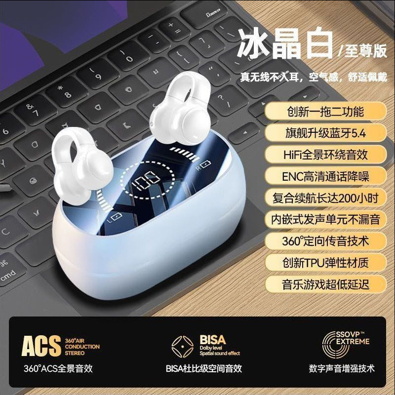 New Bluetooth 5.4 Ear Clip Type Not In-Ear High Sound Quality Wireless Bluetooth Sports Earphones Ultra-Long Standby Ear