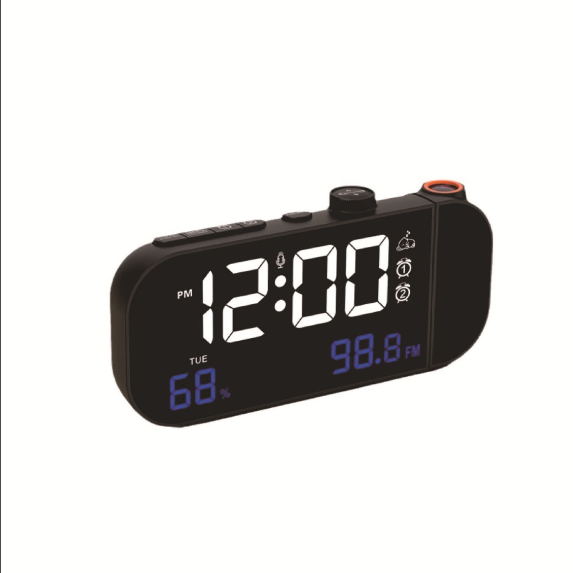 New Electronic Alarm Clock with Projection, Bedside Lighting, FM Radio, Digital Projection Clock