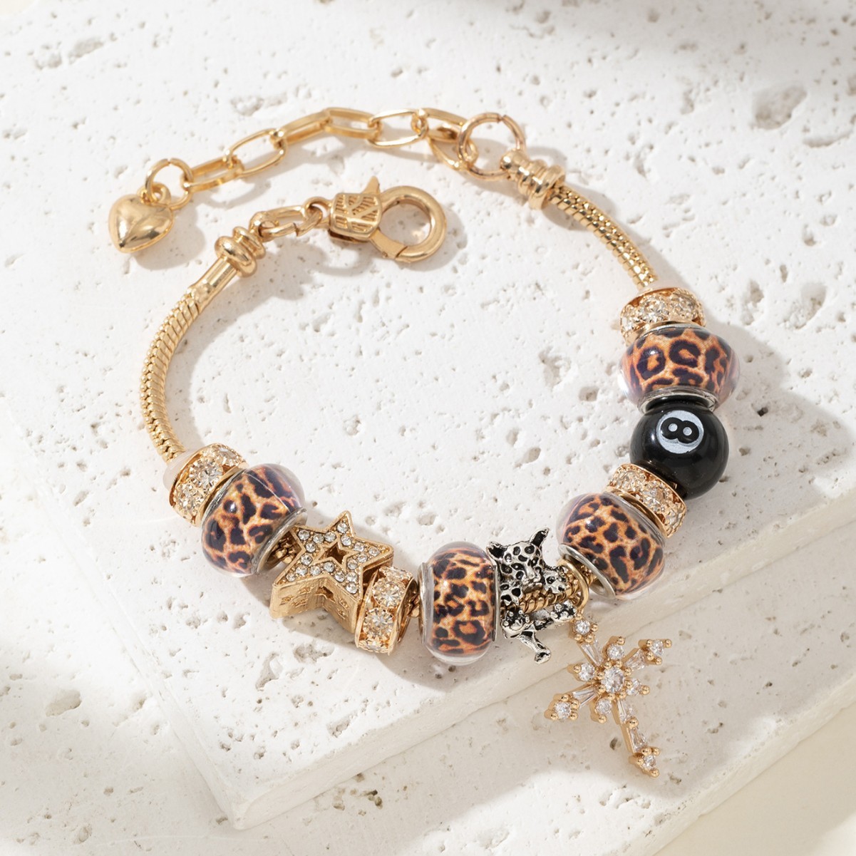 Leopard star charm bracelet for women beaded jewelry accessories