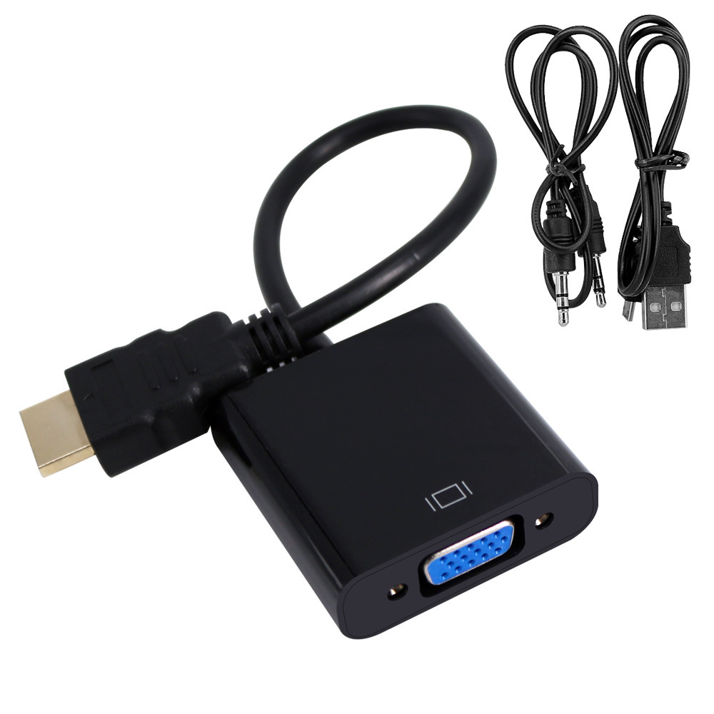 HDMI to VGA adapter cable with audio power supply connect TV computer cable HD adapter HDMI to VGA