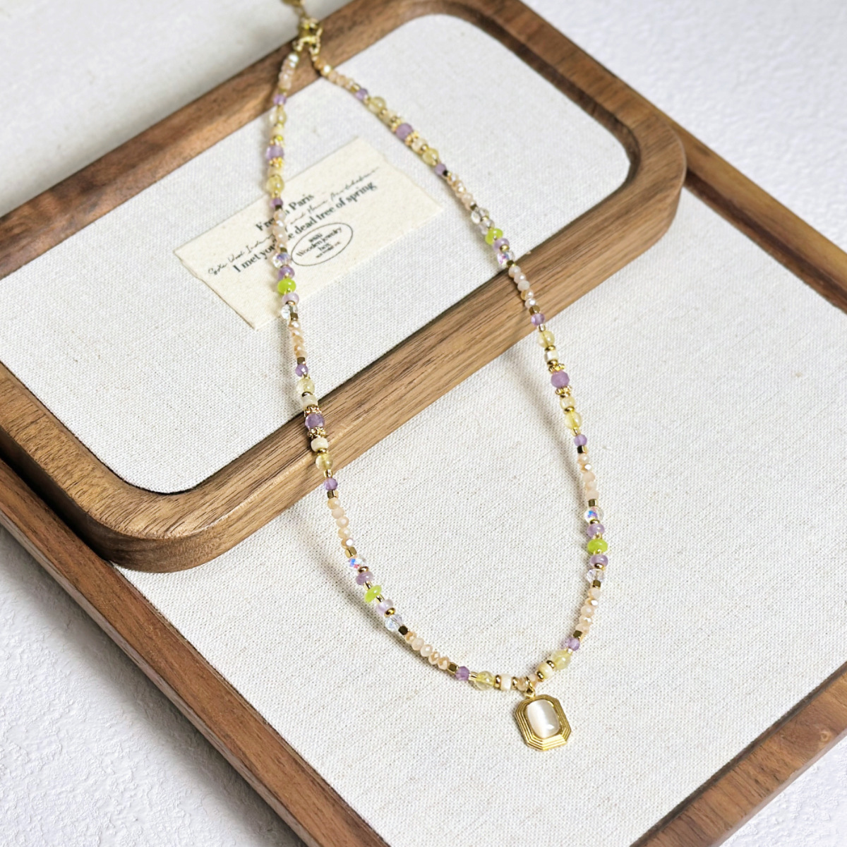 Natural Stone Beaded Pendant Necklace Women New Collarbone Chain Necklace