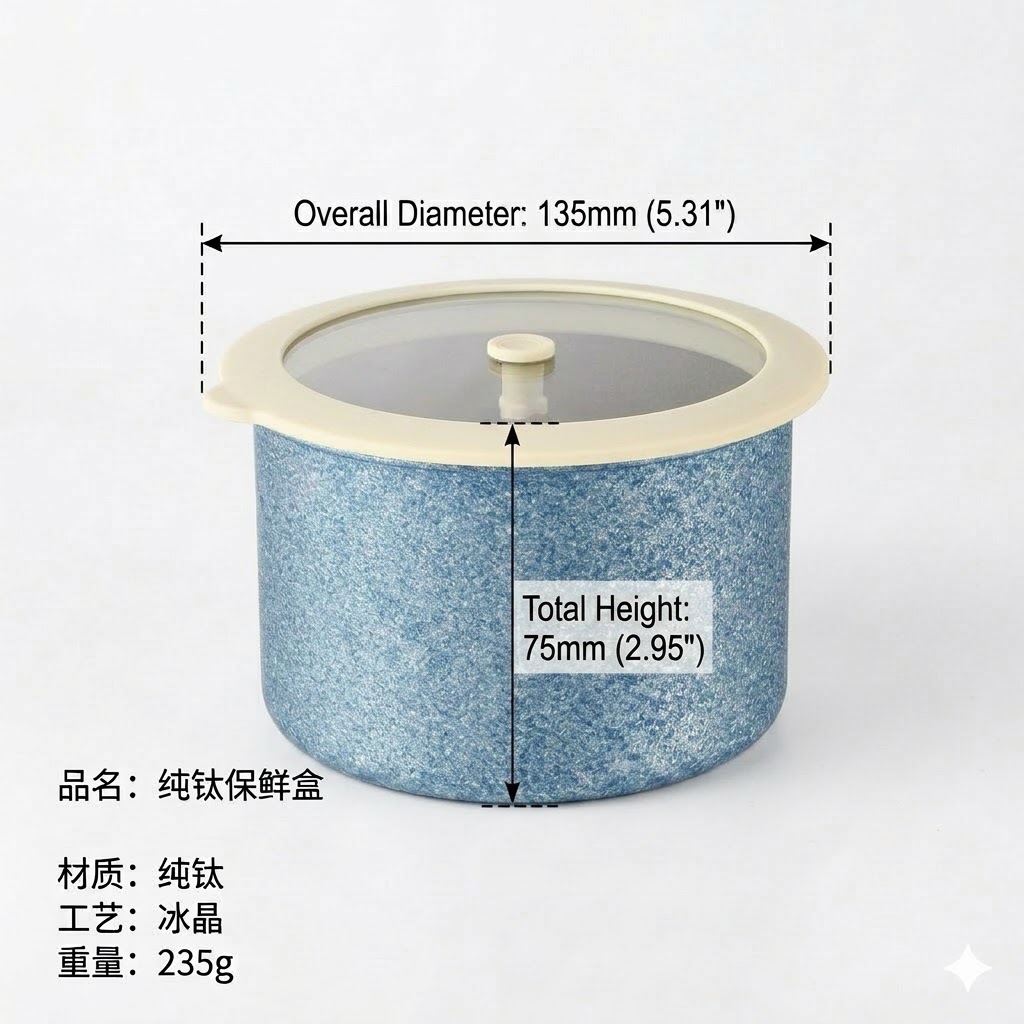 New office worker lunch box lightweight antibacterial anti-mold titanium lunch box outdoor portable pure titanium crystal fresh-keeping box