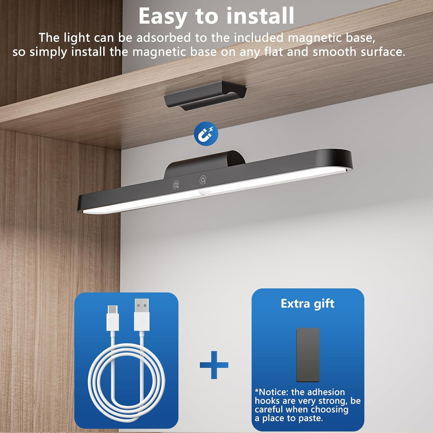 LED cabinet lamp smart human body induction light strip wireless kitchen shoe cabinet wardrobe lamp bedroom desk lamp eye-protection