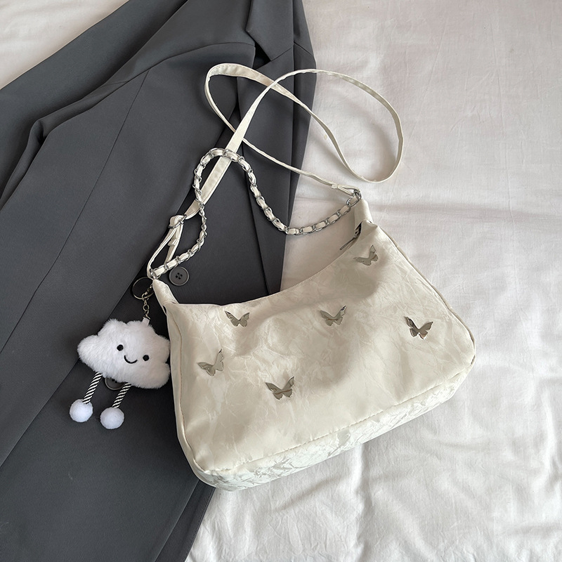 Small bag women 2026 autumn new butterfly decoration crossbody bag single shoulder underarm handbag small square bag