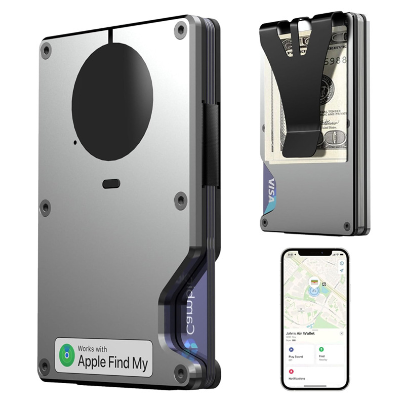 New built-in tracker wallet Apple Find My Air tag chip RFID anti-theft