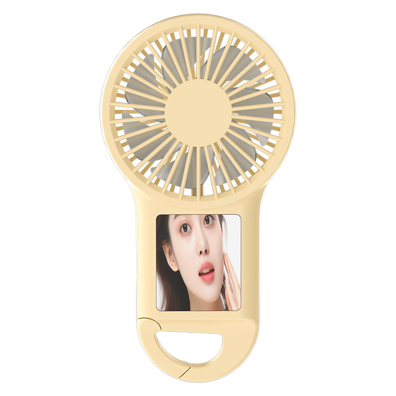 Outdoor makeup mirror hook silent fan USB charging handheld high-speed small fan colorful LED light mini fan