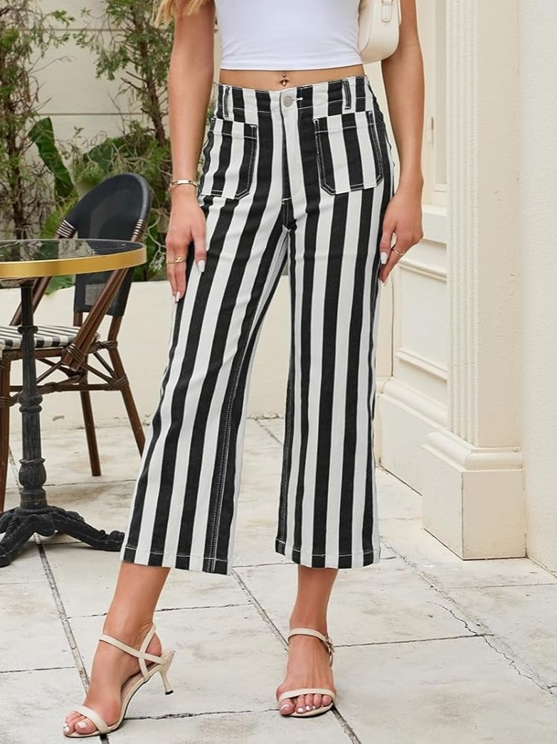 2026 Independent Station New Summer Striped Print Casual Women's Jeans