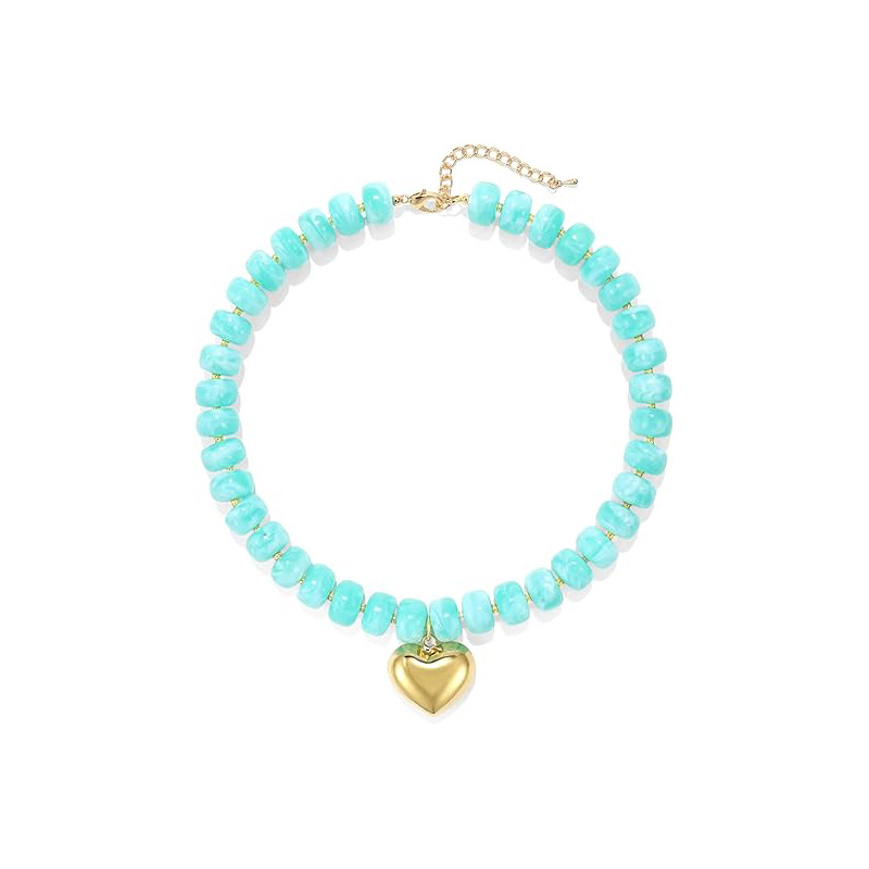 New Exaggerated Style Love Resin Necklace Handmade Beaded Barrel Bead DIY Collarbone Chain
