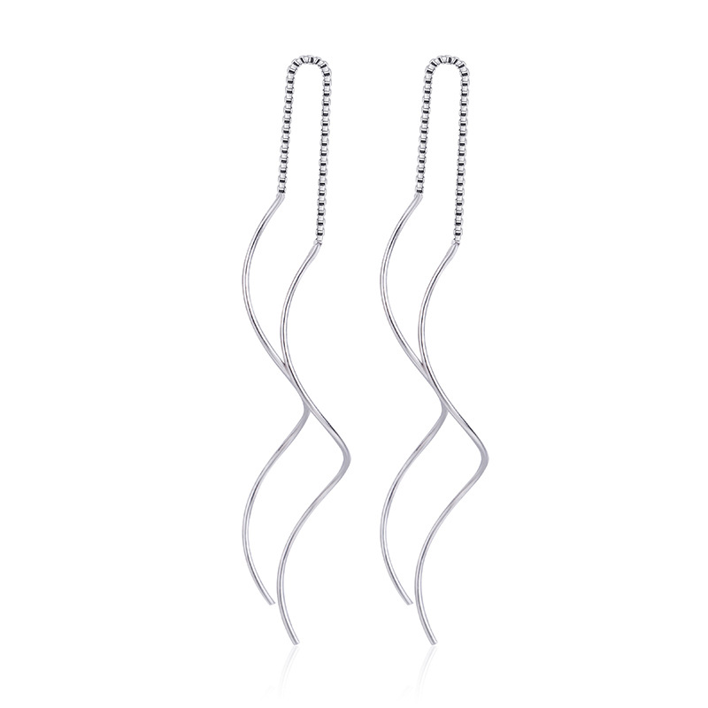 Round Face Ear Chain for Women Long Snake Bone Chain Tassel Earrings