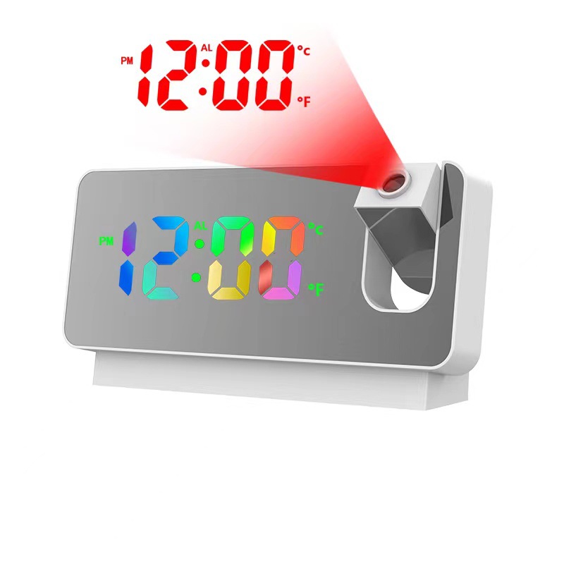 Mirror Projection Clock LED Large Screen Digital Display Color Screen Mirror Clock Electronic Projection Alarm Clock